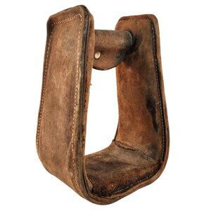 Vintage Leather Stirrup Single  Western Leather Horse Roping Working Cowboy Rust